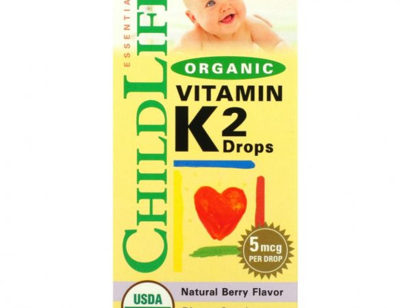 ChildLife, органический витамин K2 в каплях, натуральный ягодный вкус, 5 мкг, 7,5 мл (0,25 жидк. унции)