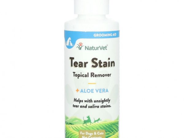 NaturVet, Tear Stain, средство для удаления пятен от слез с шерсти для животных с алоэ, для собак и котов, 118 мл (4 жидк. унции)