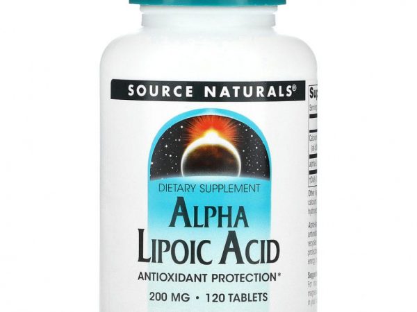 Source Naturals, альфа-липоевая кислота, 200 мг, 120 таблеток