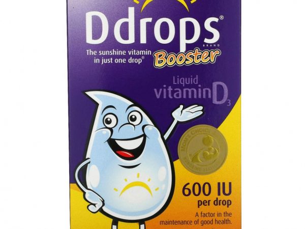 Ddrops, Booster, улучшенный жидкий витамин D3, 600 МЕ, 2,8 мл (0,09 жидк. унций)