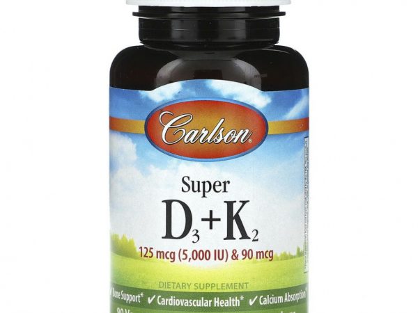 Carlson, Super D3 + K2`` 90 вегетарианских капсул