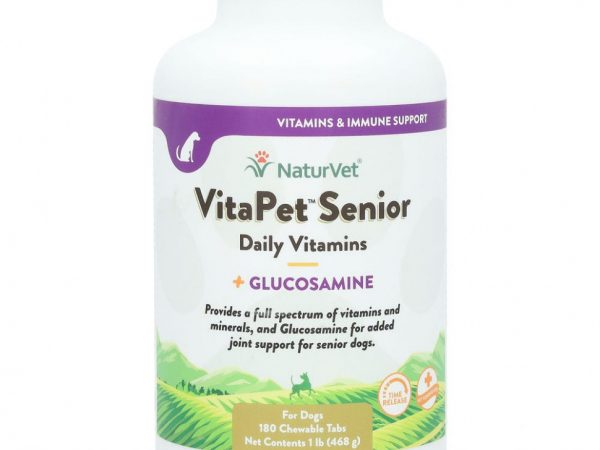 NaturVet, VitaPet Senior, ежедневные витамины и глюкозамин, для собак, 180 жевательных таблеток, 1 фунт (468 г)