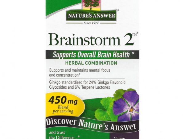 Nature's Answer, Brainstorm 2, смесь трав, 450 мг, 90 вегетарианских капсул