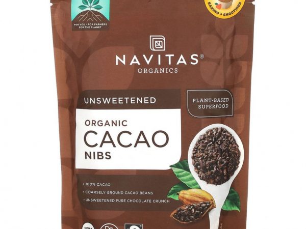 Navitas Organics, Органические кусочки какао-бобов, 454 г