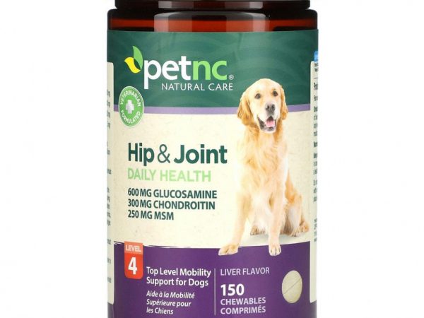 petnc NATURAL CARE, Естественный уход за питомцами,здоровье бедер и суставов, 4 уровня, вкус печени, 150 жевательных таблеток