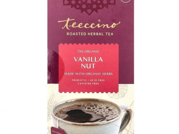 Teeccino, обжаренный травяной чай, ванильно-ореховый вкус, без кофеина, 25 чайных пакетиков, 150 г (5,3 унции)