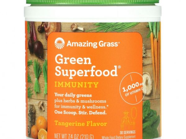 Amazing Grass, Green Superfood, Иммунитет, мандарин, 7,4 унции (210 г)