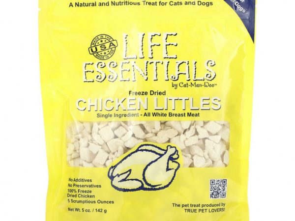 Cat-Man-Doo, Life Essentials, кусочки сублимированной курицы, для кошек и собак, 142 г (5 унций)