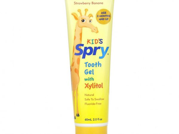 Xlear, Kid's Spry, зубной гель с ксилитом, клубника банан, 60 мл, (2,0 жидкой унции)