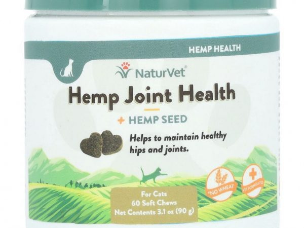 NaturVet, Hemp Joint Health Plus Hemp Seed, для кошек, 60 жевательных таблеток, 90 г (3 унции)