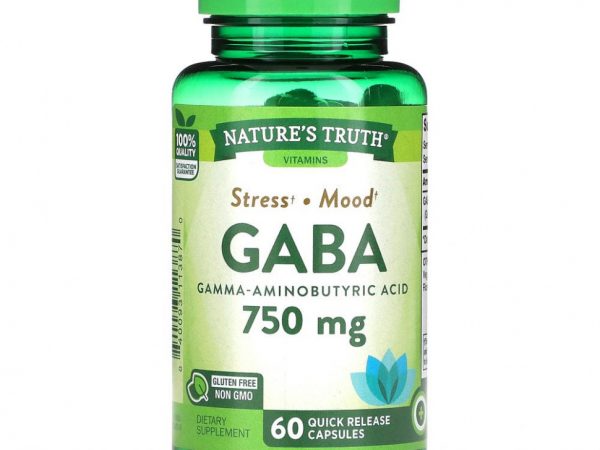 Nature's Truth, Gaba, гамма-аминомасляная кислота, 750 мг, 60 капсул с быстрым высвобождением