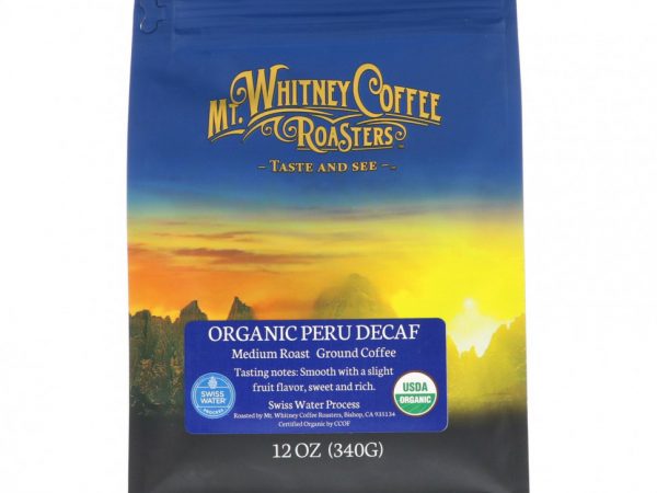 Mt. Whitney Coffee Roasters, Organic Peru Decaf, молотый кофе, средней обжарки, 340 г (12 унций)