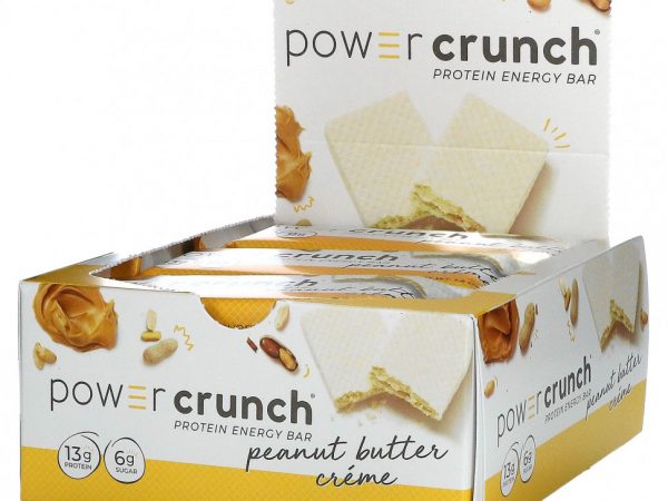 BNRG, Энергетический белковый батончик Power Crunch Original, крем с арахисовым маслом, 12 батончиков, вес каждого 40 г (1,4 унции)