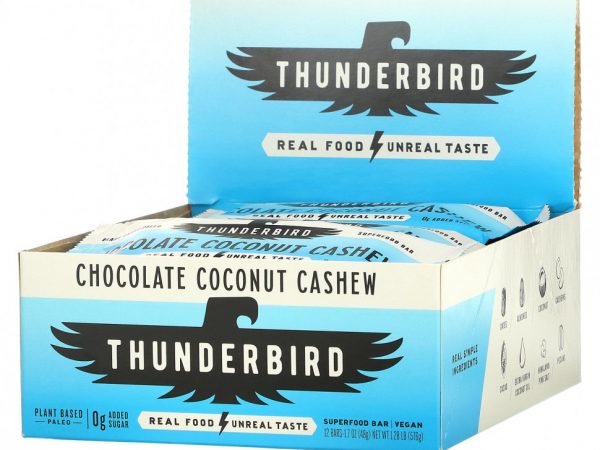 Thunderbird, Superfood Bar, шоколад, кокос и кешью, 12 батончиков, 48 г (1,7 унции)