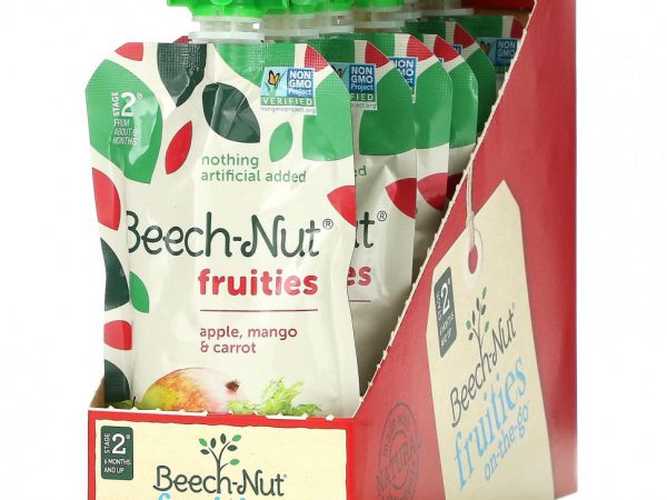 Beech-Nut, Fruities, Stage 2, яблоко, манго и морковь, 12 пакетиков по 99 г (3,5 унции)