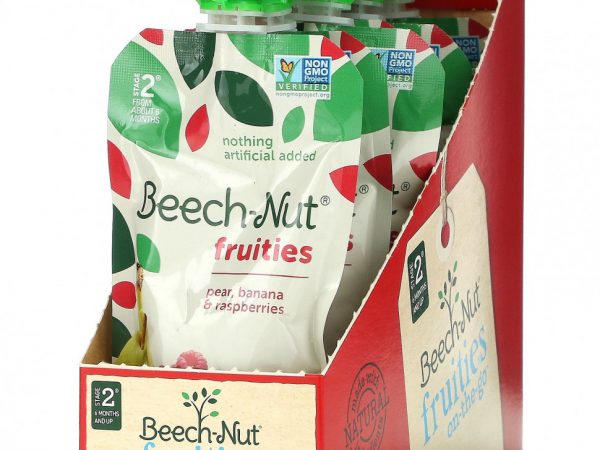 Beech-Nut, Fruities, Stage 2, груша, банан и малина, 12 пакетиков по 99 г (3,5 унции)