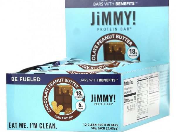 JiMMY!, Be Fueled Bars With Benefits, шоколадно-арахисовая паста, 12 протеиновых батончиков, 58 г (2,05)