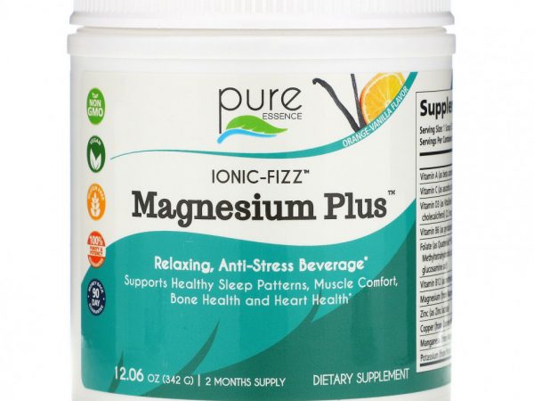 Pure Essence, Ionic-Fizz Magnesium Plus, апельсин и ваниль, 342 г (12,06 унции)