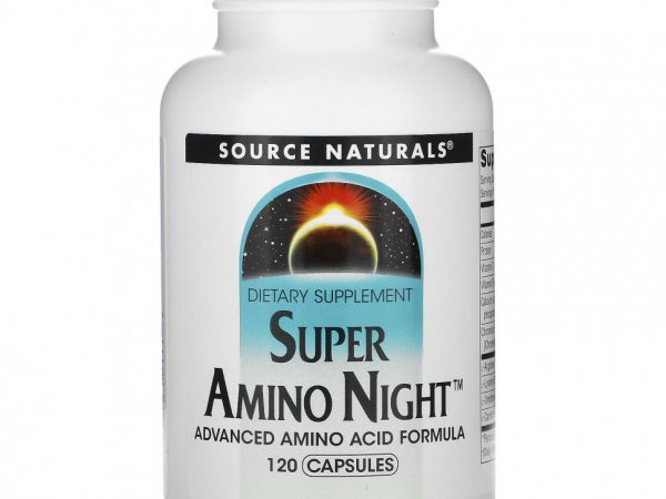 Source Naturals, Super Amino Night, формула с аминокислотами, ночная, 120 капсул