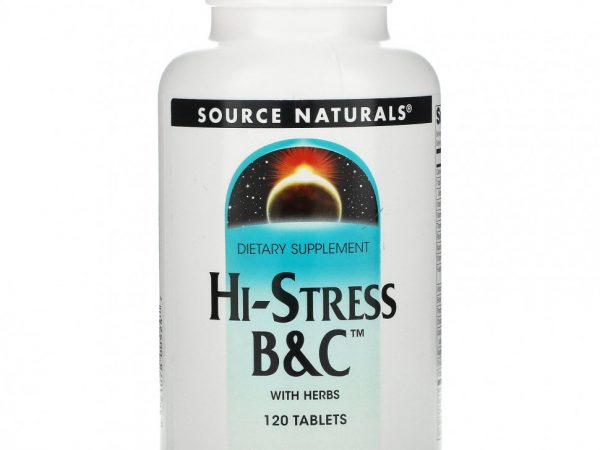 Source Naturals, Hi-Stress B&C, витамины B и C с травами, 120 таблеток