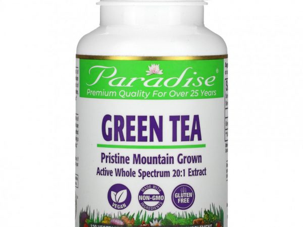 Paradise Herbs, Зеленый чай, 120 вегетарианских капсул