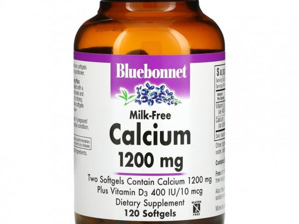 Bluebonnet Nutrition, Кальций без молока, 600 мг, 120 мягких таблеток