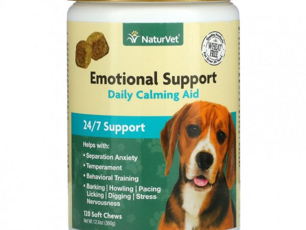NaturVet, Emotional Support, ежедневное успокаивающее средство, 120 жевательных таблеток, 360 г (12,6 унции)
