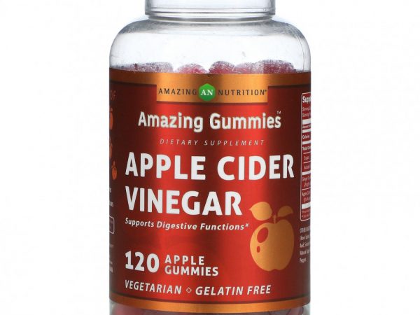 Amazing Nutrition, Amazing Gummies, яблочный уксус, яблоко, 120 жевательных таблеток