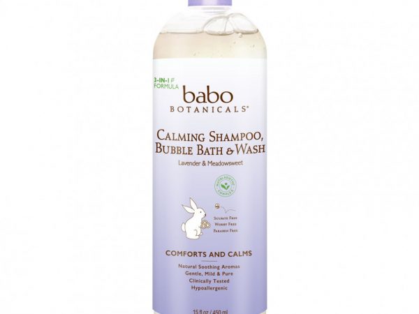 Babo Botanicals, успокаивающий шампунь, пена для ванн и мыло, лаванда и таволга, 450 мл (15 жидк. унций)