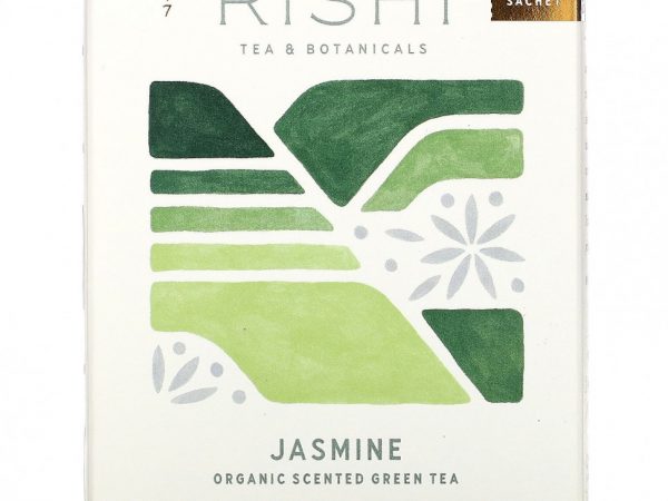 Rishi Tea, Органический ароматизированный зеленый чай, жасмин, 15 пакетиков, 1,48 унции (42 г)