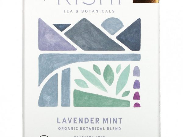 Rishi Tea, Organic Botanical Blend, лаванда и мята, без кофеина, 15 пакетиков, 37,5 г (1,32 унции)