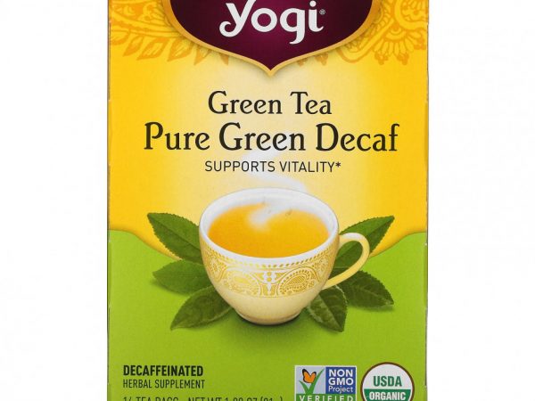 Yogi Tea, Зеленый чай Pure Green Decaf, 16 чайных пакетиков, 1.09 унций (31 г)