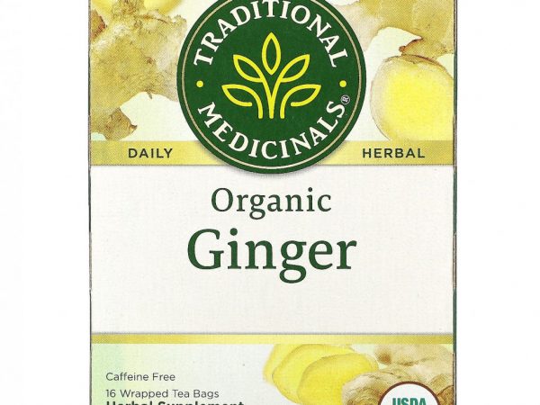 Traditional Medicinals, Органический имбирь, без кофеина, 16 чайных пакетиков, 24 г (0,85 унции)