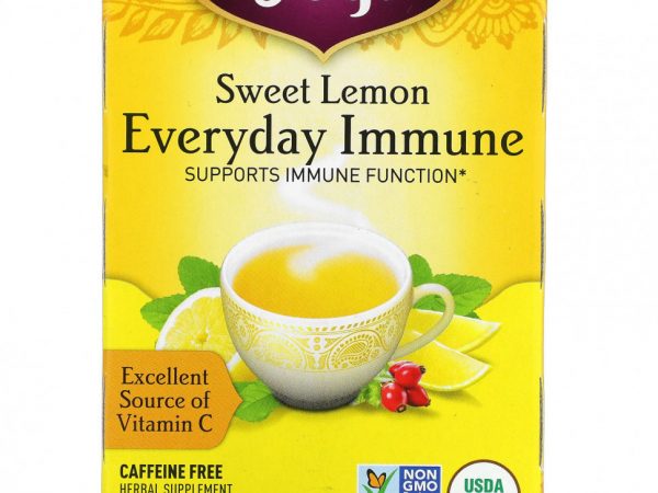 Yogi Tea, Everyday Immune, чай для поддержки иммунитета со вкусом сладкого лимона, без кофеина, 16 чайных пакетиков по 32 г (1,12 унции)