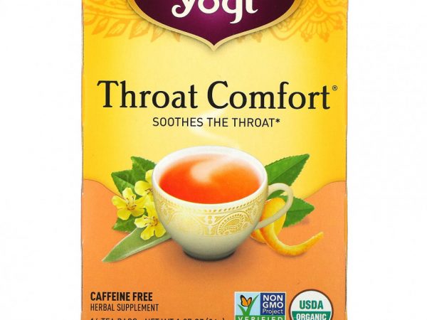 Yogi Tea, Throat Comfort, без кофеина, 16 чайных пакетиков, 36 г (1,27 унции)