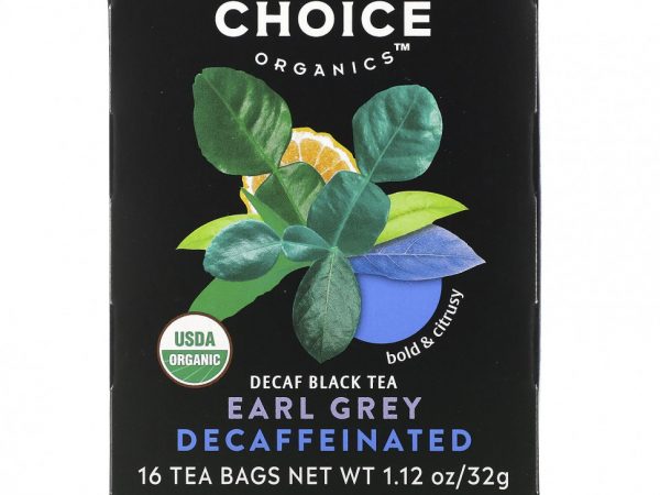 Choice Organic Teas, Black Tea, Organic Decaffeinated Earl Grey, Decaf, 16 Tea Bags, 1.12 oz (32 g)