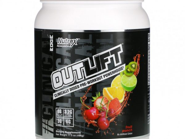 Nutrex Research, Outlift, клинически дозированный предтренировочный комплекс, фруктовый пунш, 496 г (17,5 унции)