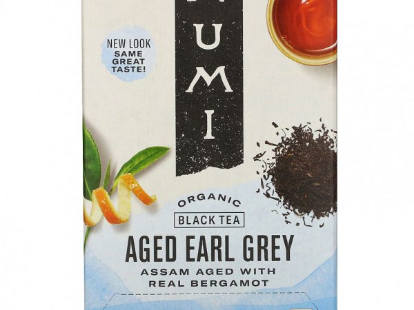 Numi Tea, Органический черный чай, выдержанный Эрл Грей, 18 чайных пакетиков, 1,27 унции (36 г)