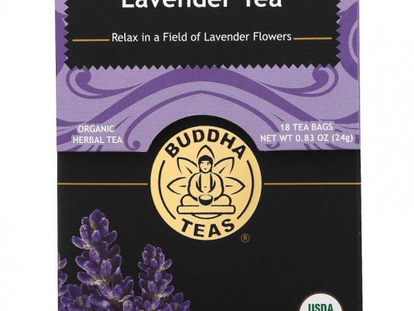 Buddha Teas, Органический травяной чай, лаванда, 18 чайных пакетиков, 24 г (0,83 унции)
