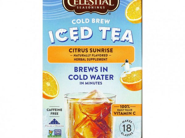 Celestial Seasonings, Холодный чай со льдом, Citrus Sunrise, без кофеина, 18 чайных пакетиков, 35 г (1,2 унции)