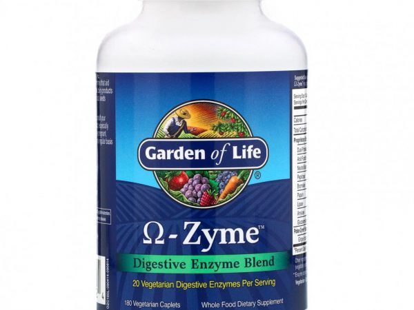 Garden of Life, Omega-Zyme, смесь пищеварительных ферментов, 180 вегетарианских капсул