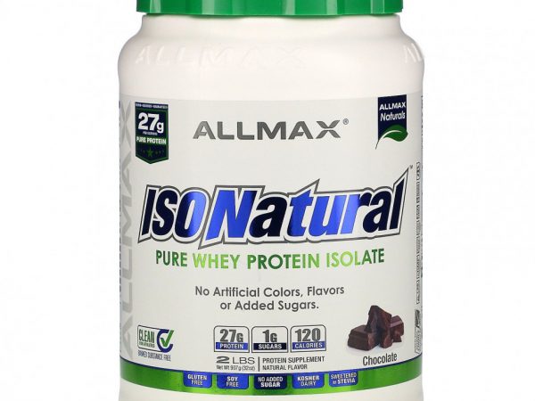 ALLMAX Nutrition, IsoNatural, 100% ультра-чистый натуральный изолят сывороточного белка, шоколадный, 2 фунтов (907 г)