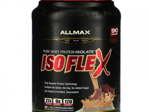 ALLMAX Nutrition, Isoflex, чистый изолят сывороточного протеина, шоколад и арахисовая паста, 907 г (2 фунта)
