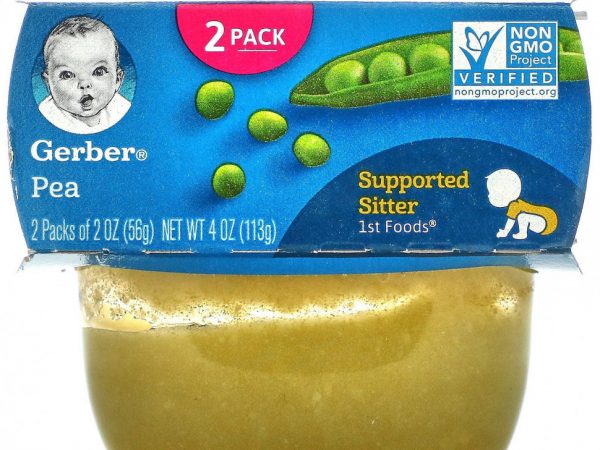 Gerber, гороховое пюре, 2 баночки в упаковке, по 56 г (2 унции) каждая