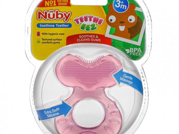 Nuby, Teethe Eez, Soothing Teether, Pink, 3+m, 2 Piece Set