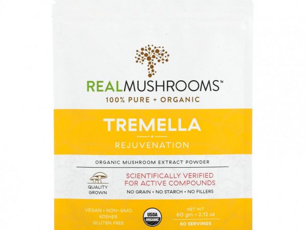 Real Mushrooms, Tremella, органический экстракт грибов в порошке, 60 г (2,12 унции)