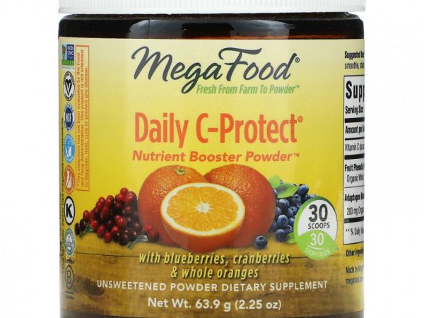MegaFood, Daily C-Protect, Nutrient Booster, порошок, без сахара, 63,9 г (2,25 унции)