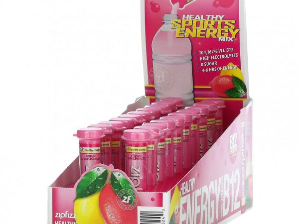 Zipfizz, Энергетическая смесь для здорового спорта с витамином B12, розовый лимонад, 20 тюбиков по 11 г (0,39 унции)