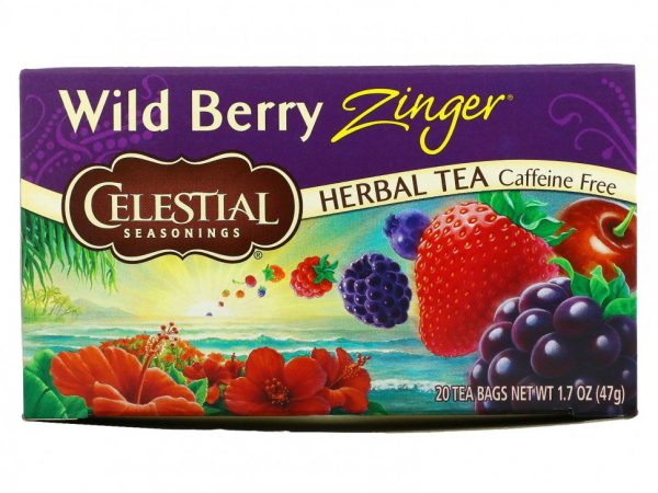 Celestial Seasonings, Травяной чай, Без кофеина, Лесная ягода Зингер, 20 чайных пакетиков, 1,7 унции (47 г)
