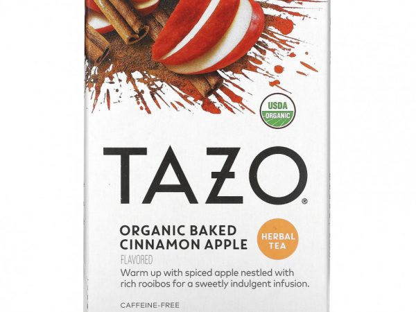 Tazo Teas, Herbal Tea, органическое запеченное яблоко с корицей, без кофеина, 20 пакетиков, 50 г (1,76 унции)
